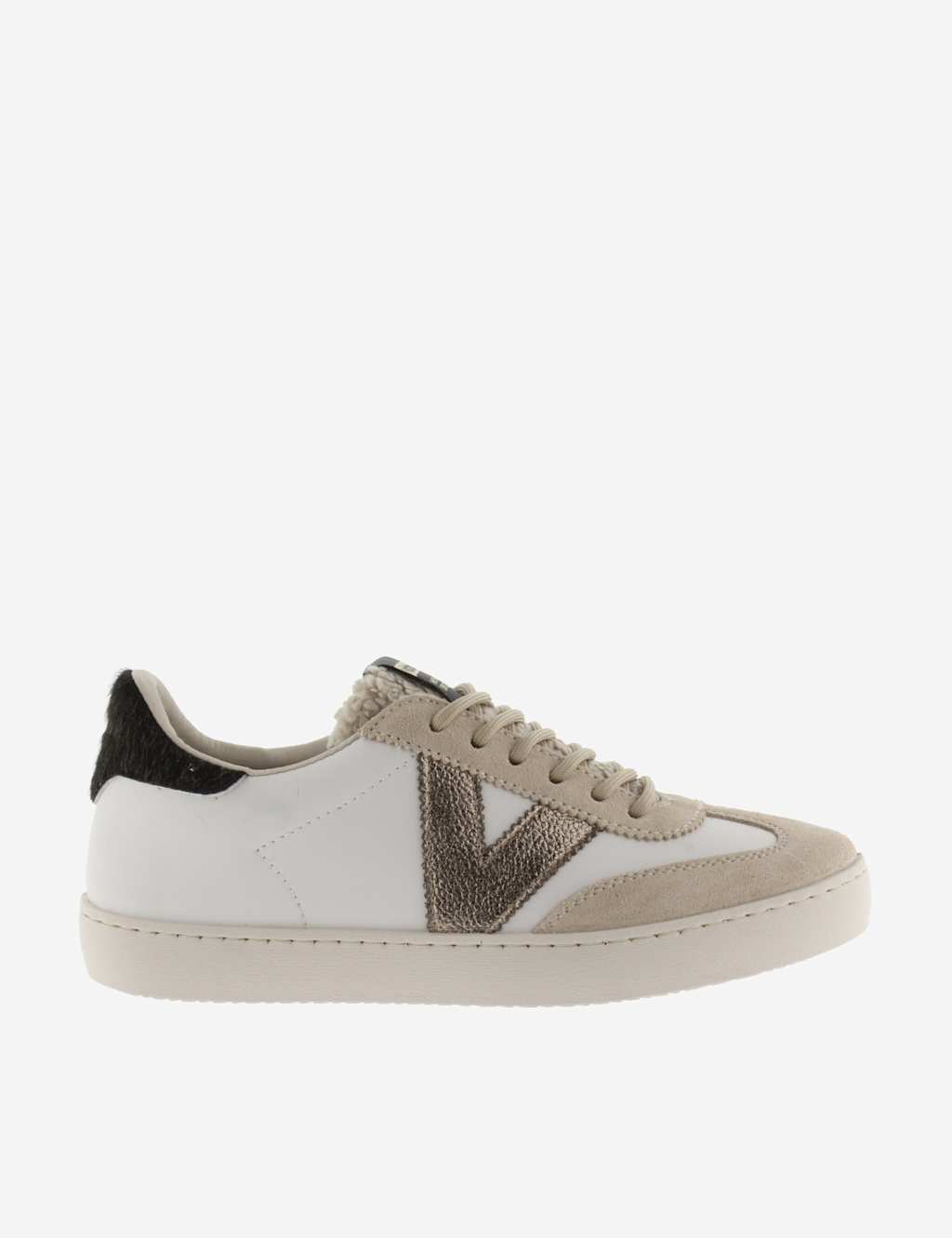 Victoria Women's Lace Up Suede Panel Trainers - 6 - Beige - Available at M&S