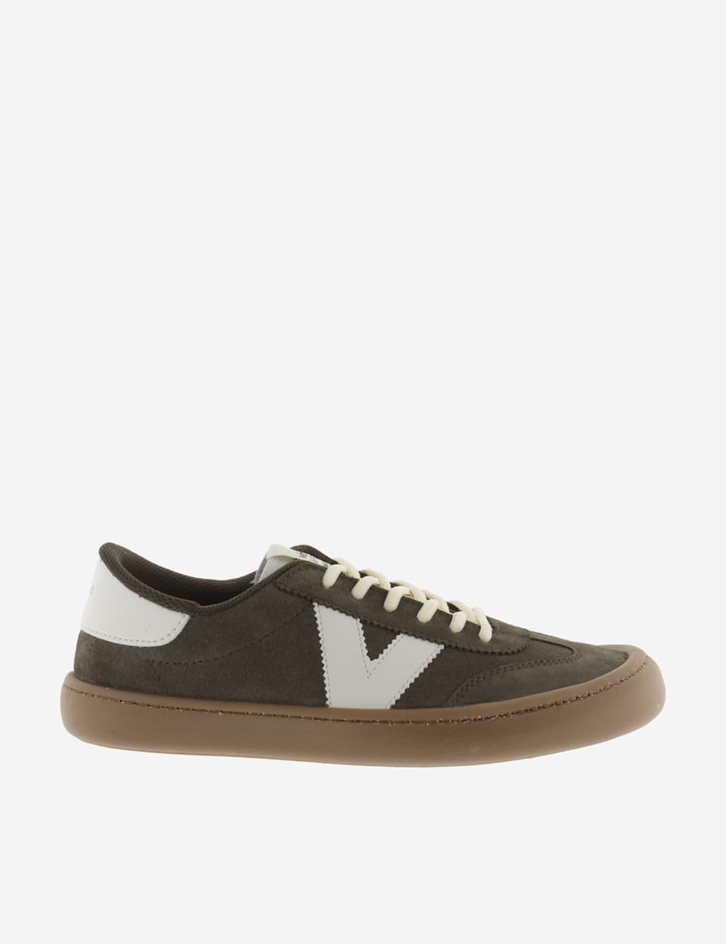 Victoria Women's Wide Fit Leather Lace Up Trainers - 5 - Khaki - Available at M&S