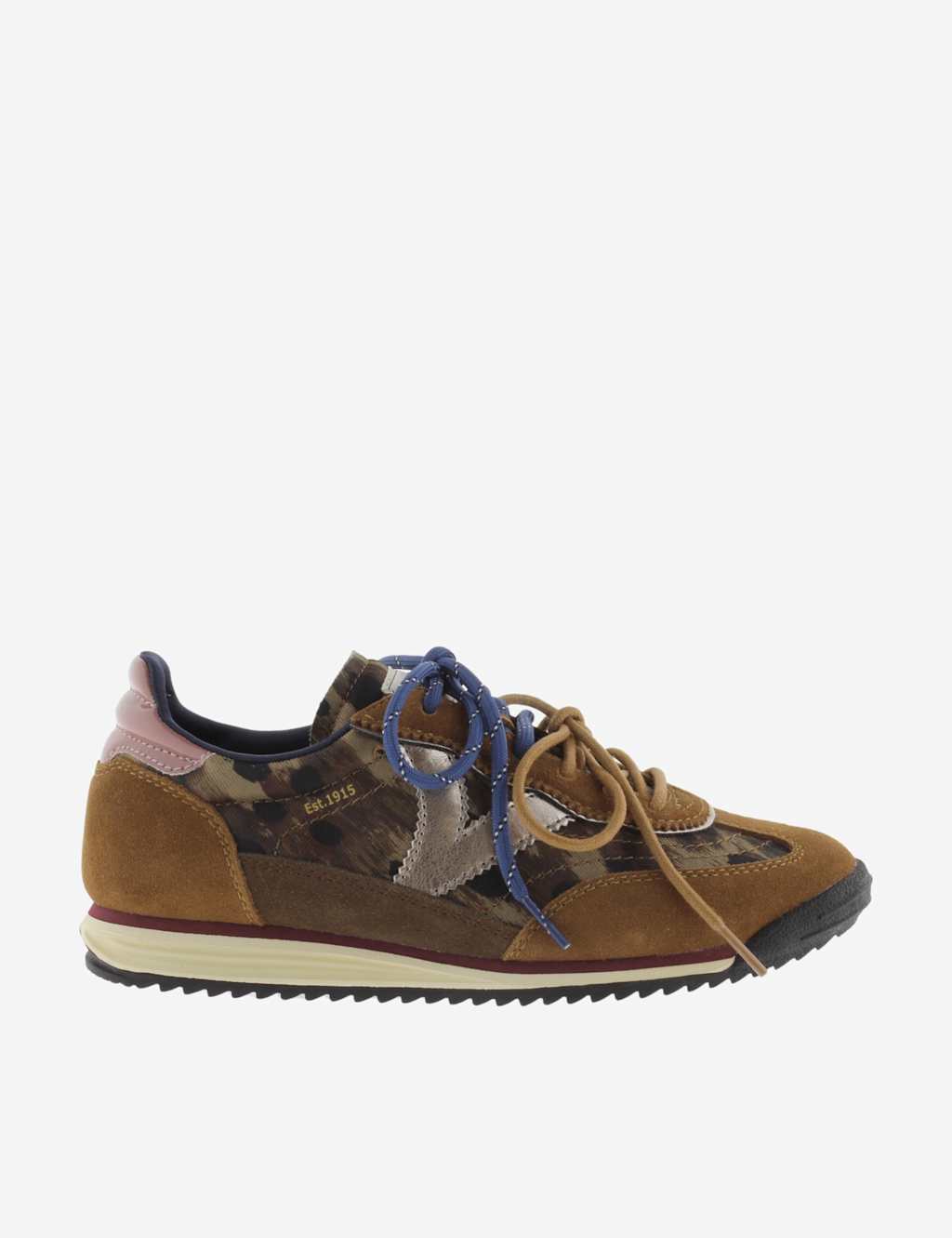 Victoria Women's Lace Up Animal Print Trainers - 5 - Camel - Available at M&S
