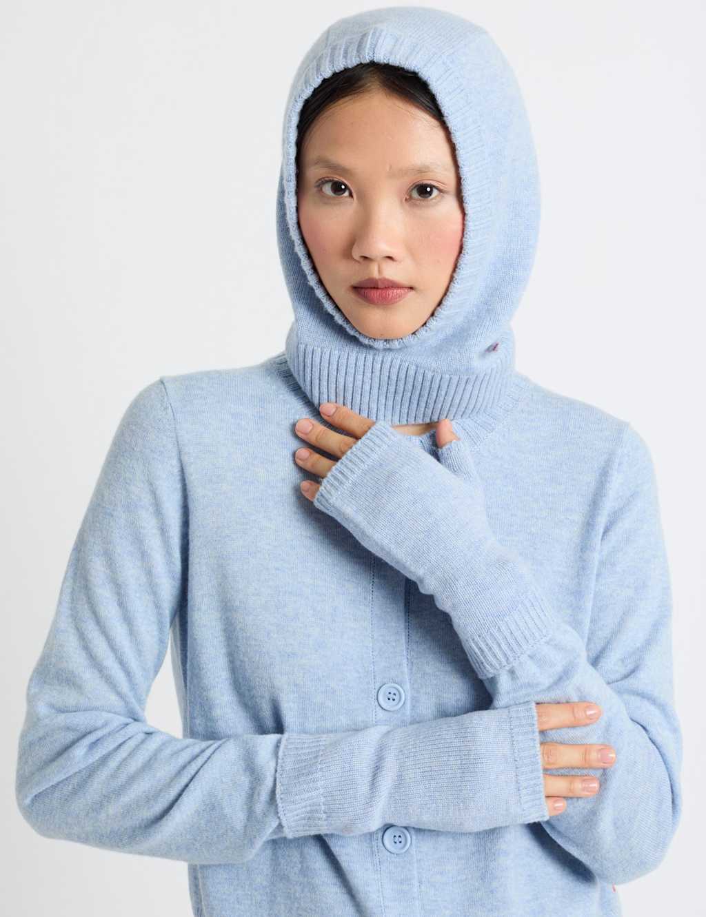 Chinti & Parker Wool Rich Fingerless Gloves with Cashmere Blue