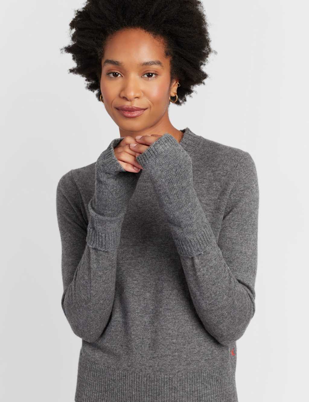 Chinti & Parker Wool Rich Fingerless Gloves with Cashmere Grey