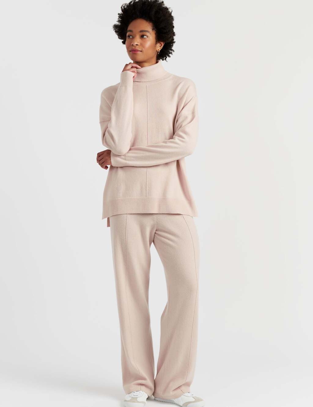 Chinti & Parker Wool Rich Roll Neck Jumper with Cashmere Cream