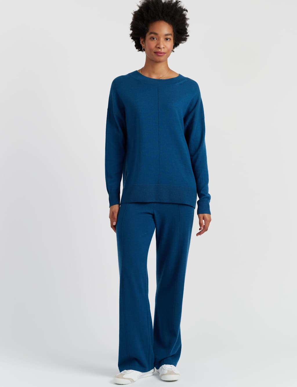 Chinti & Parker Wol Rich Round Neck Seam Detail Jumper Blue