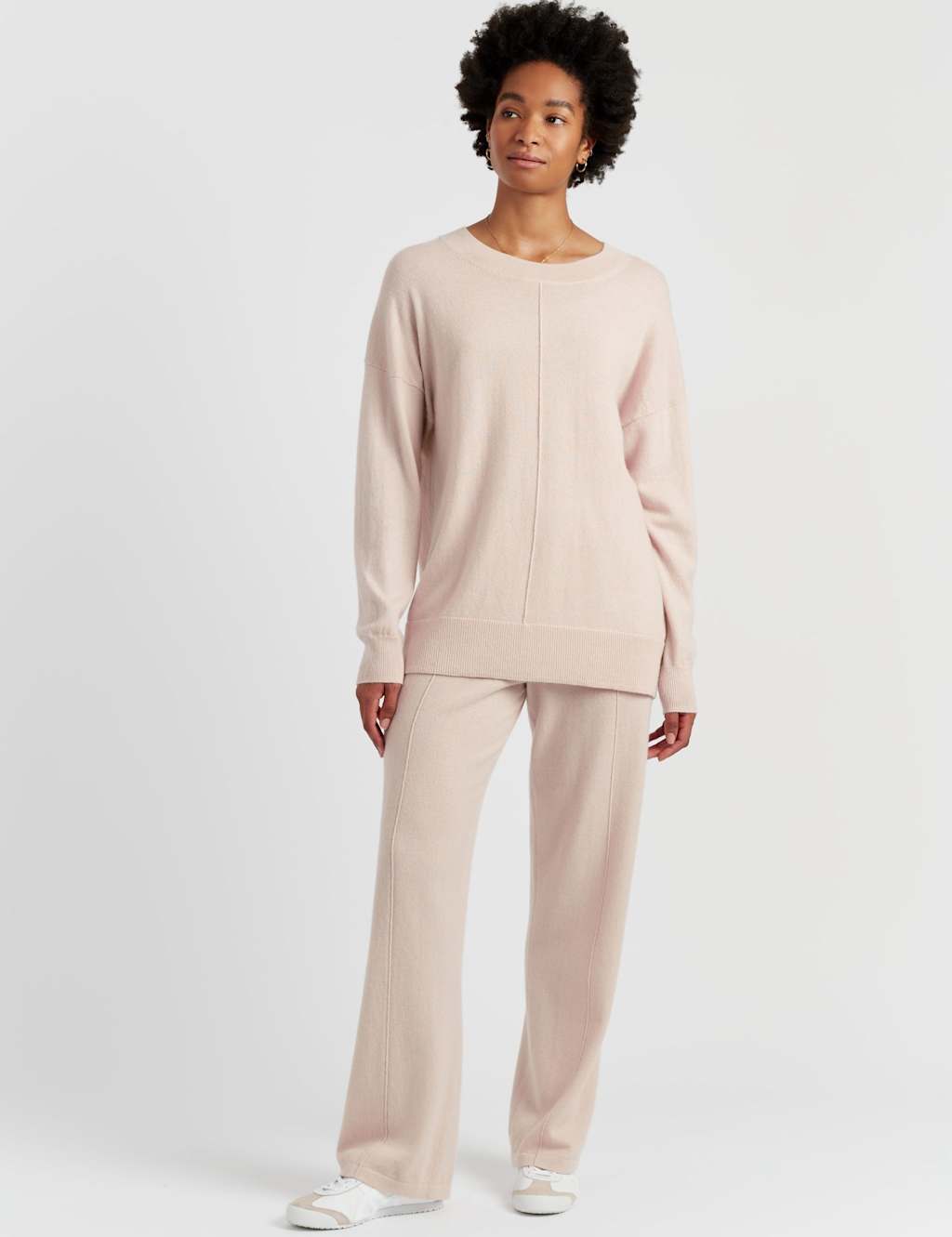Chinti & Parker Wol Rich Round Neck Seam Detail Jumper Cream