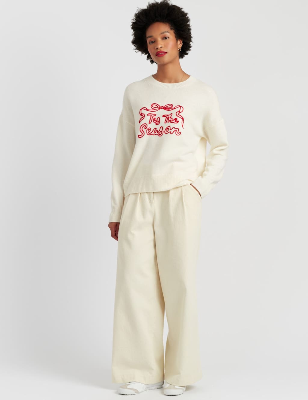 Chinti & Parker Wool Rich Slogan Sweatshirt with Cashmere Cream