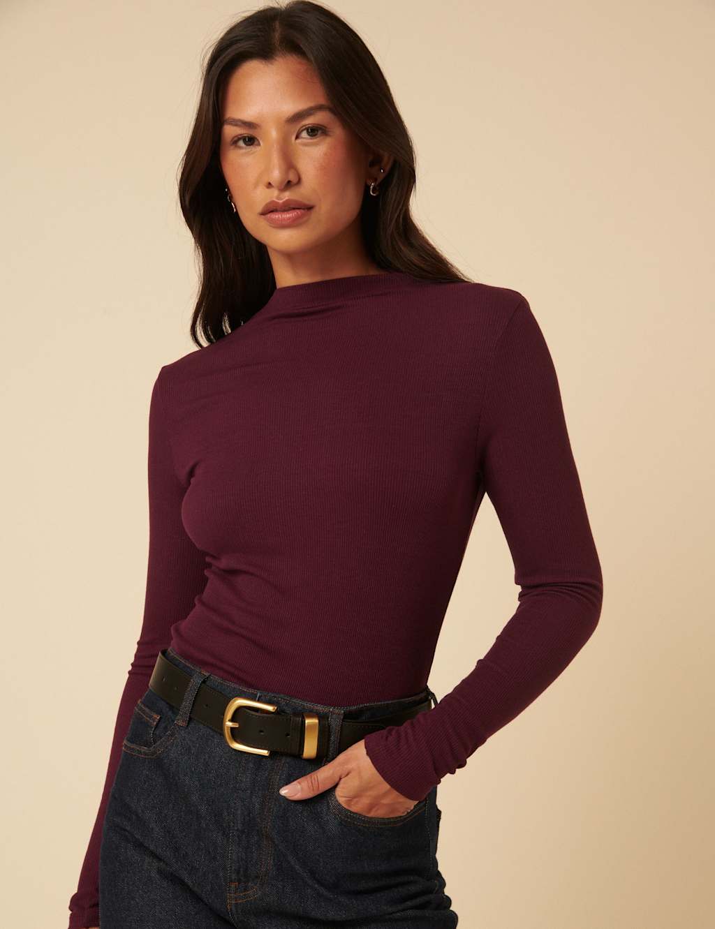 Nobody's Child Ribbed Top Burgundy