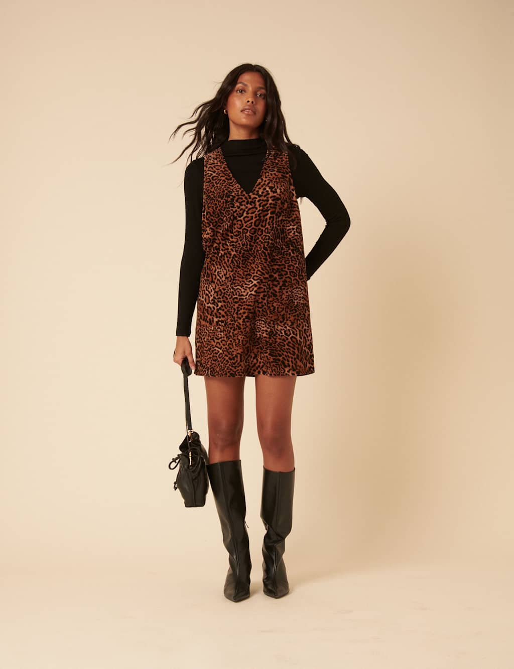Nobody's Child Leopard Print V-Neck Mini Dress Multi