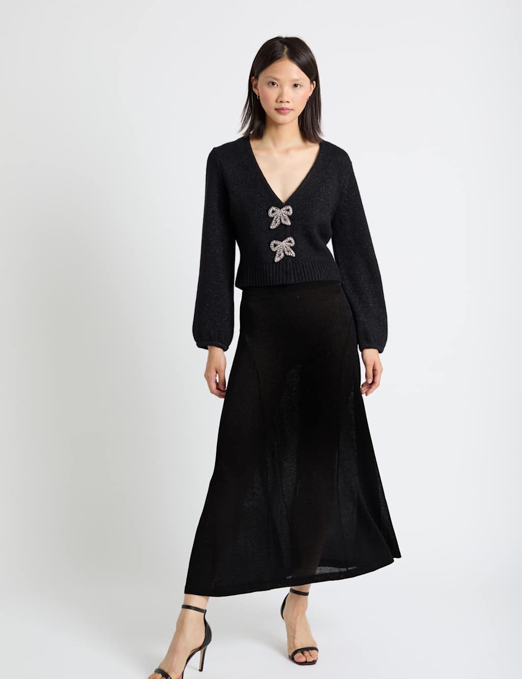 Chinti & Parker Merino Rich V-Neck Cardigan with Cashmere Black