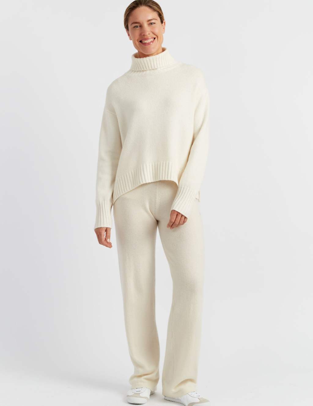 Chinti & Parker Wool Rich Roll Neck Jumper with Cashmere Cream