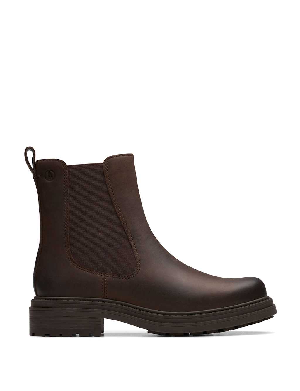 Clarks Women's Wide Fit Leather Chelsea Block Heel Boots - 4½ - Dark Brown - Available at M&S
