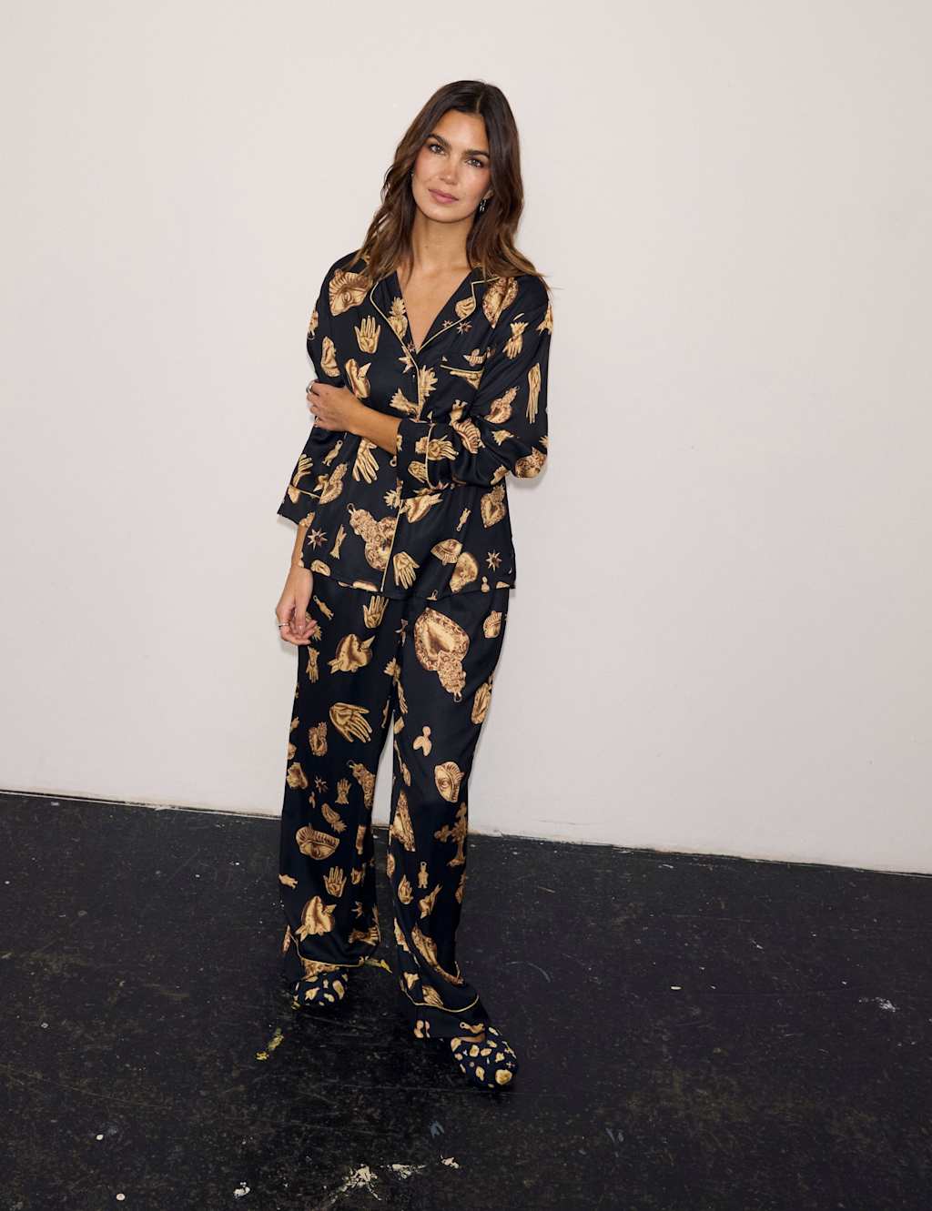 Never Fully Dressed Printed Button Through Pyjama Set Black