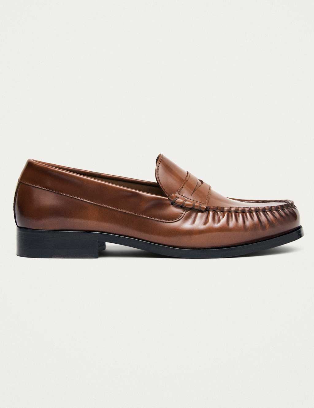 Alohas Women's Leather Block Heel Loafers - 6 - Brown - Available at M&S