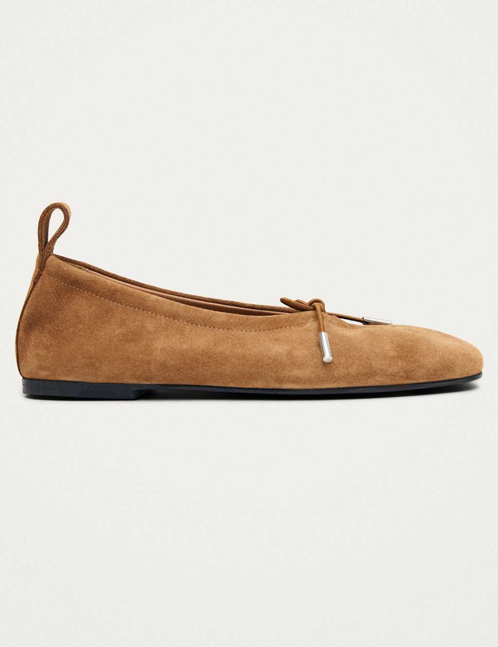 Alohas Women's Suede Bow Flat Ballet Pumps - 7 - Tan - Available at M&S