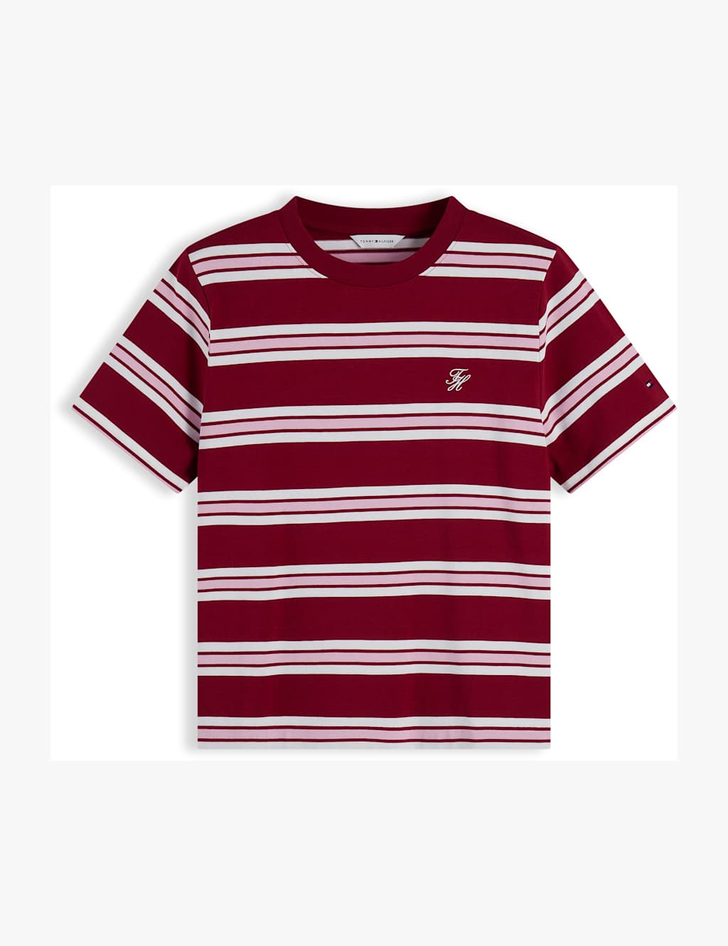 Tommy Hilfiger Women's Pure Cotton Rugby Striped T-Shirt - Large - Red Mix - Available at M&S