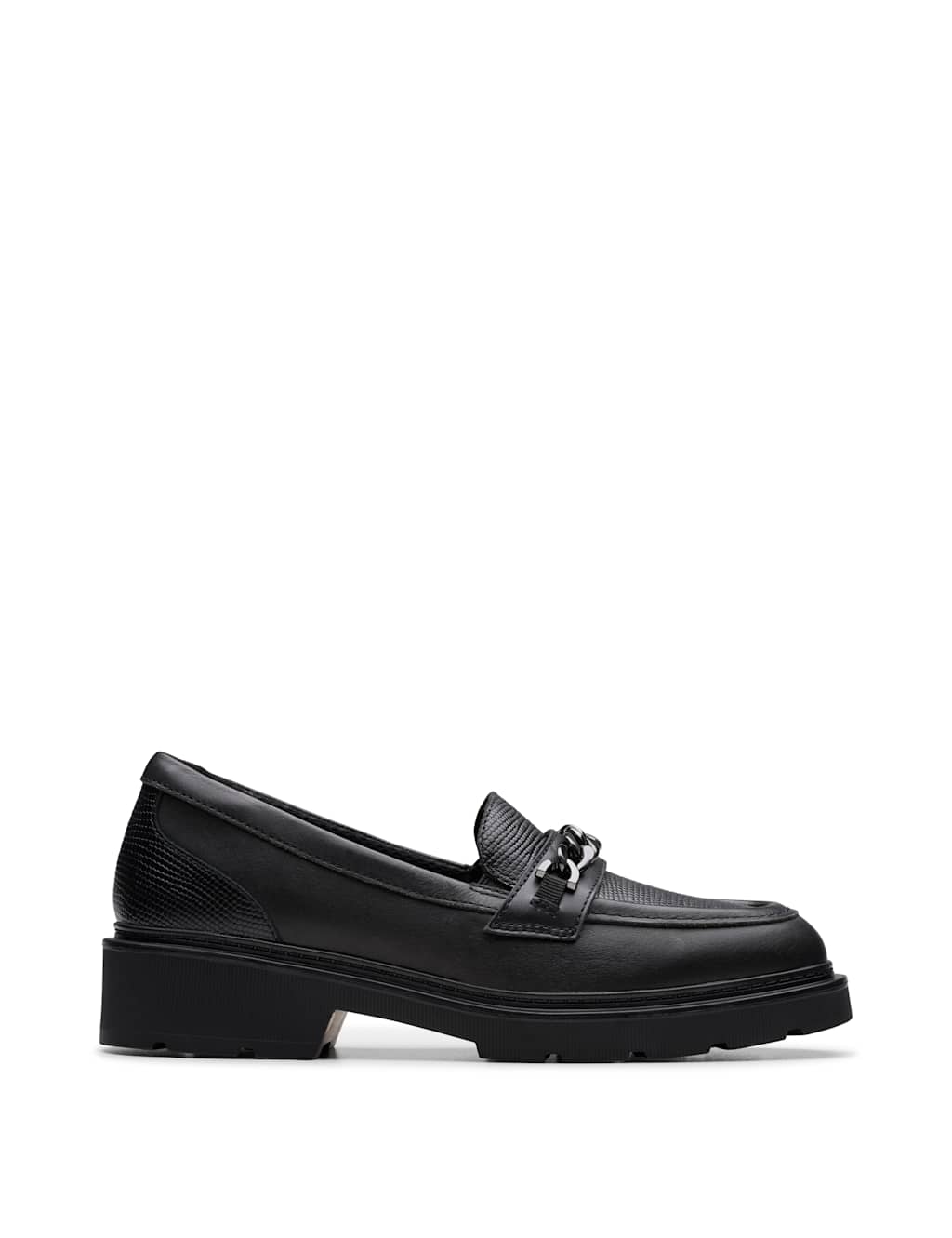 Clarks Girls Leather Slip-on Loafers (3 Large - 7 Large) - 3½ - Black - Available at M&S
