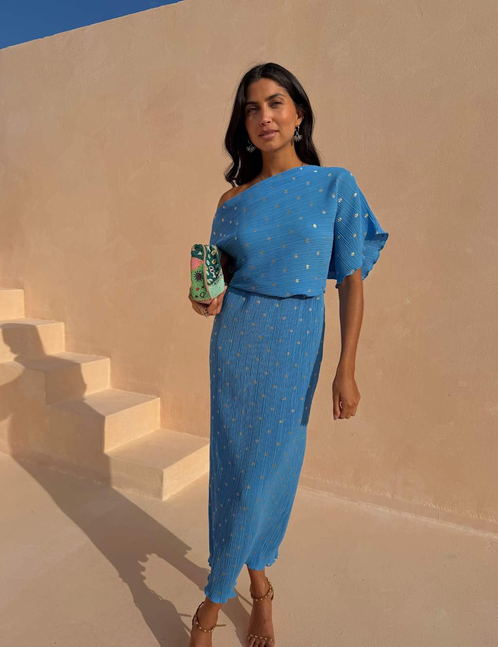 Never Fully Dressed Tilly Plisse Dress Blue Mix