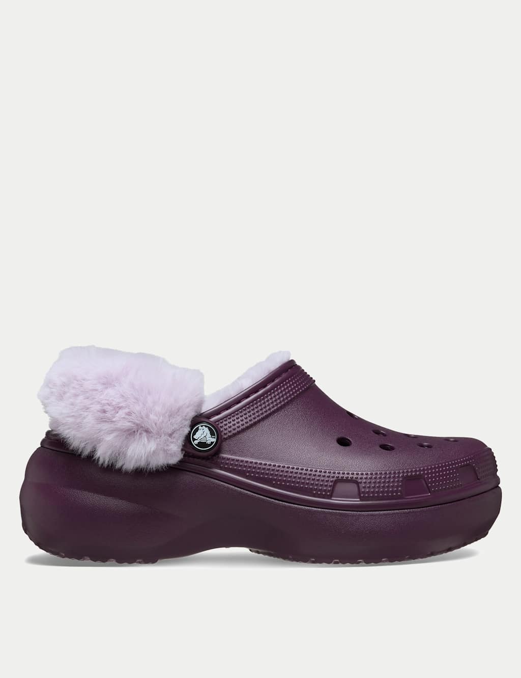 Crocs Classic Flatform Faux Fur Lined Mule Slippers Purple