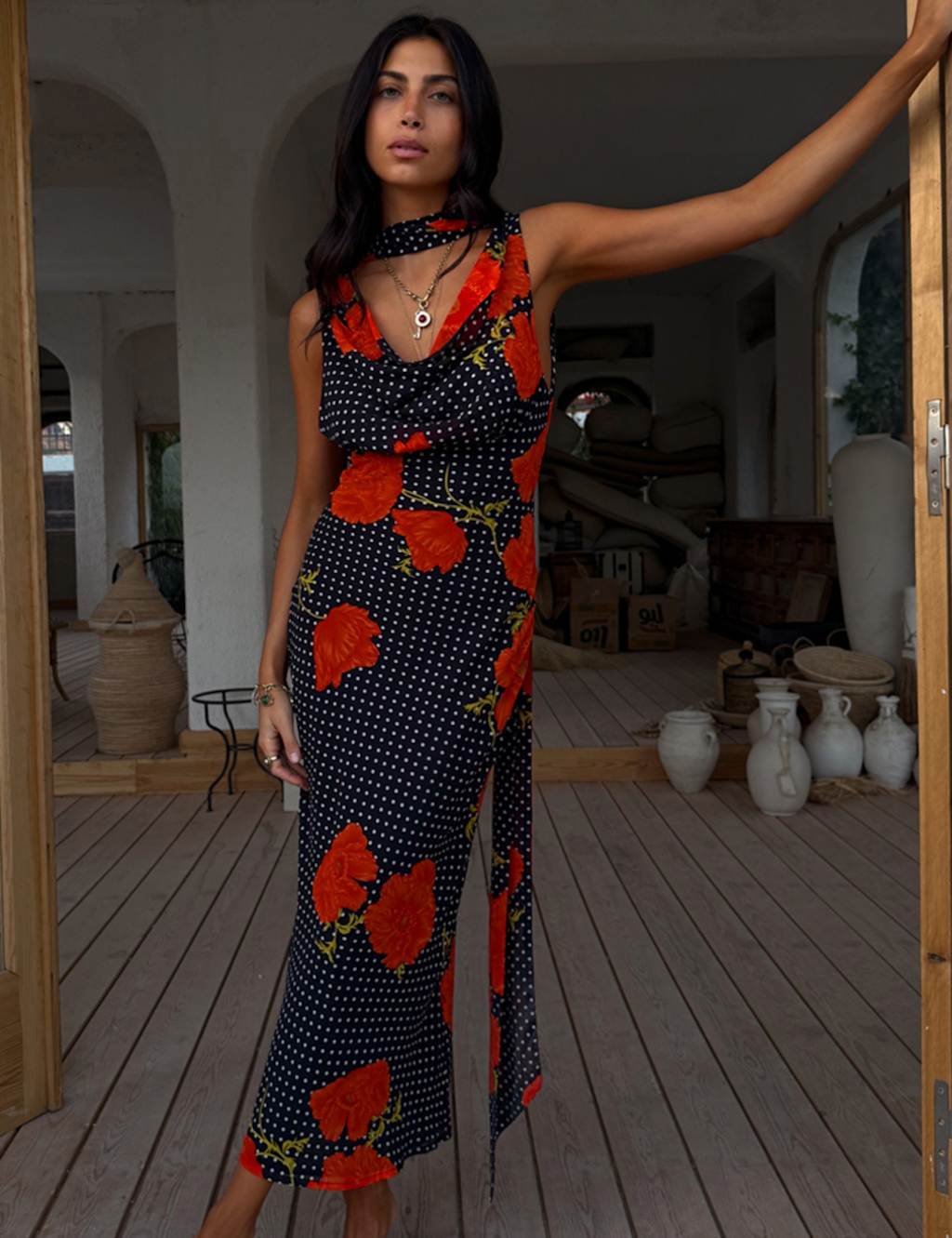 Never Fully Dressed Women's Floral Cowl Neck Midaxi Column Dress - 6 - Black Mix - Available at M&S