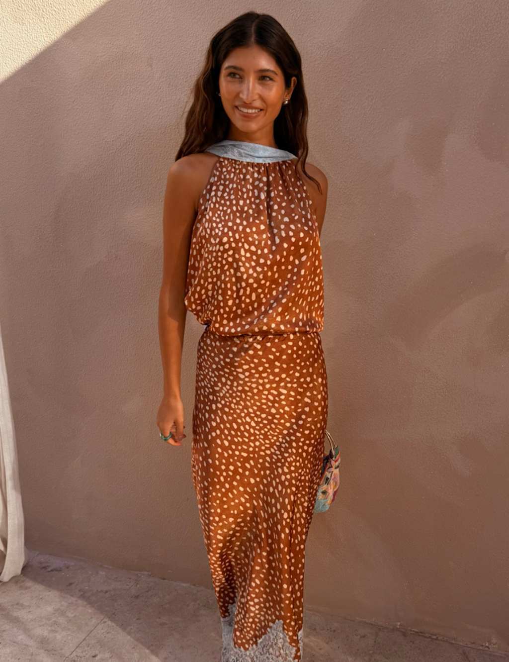 Never Fully Dressed Women's Animal Print Halter Neck Tie Detail Top - 20 - Brown Mix - Available at M&S