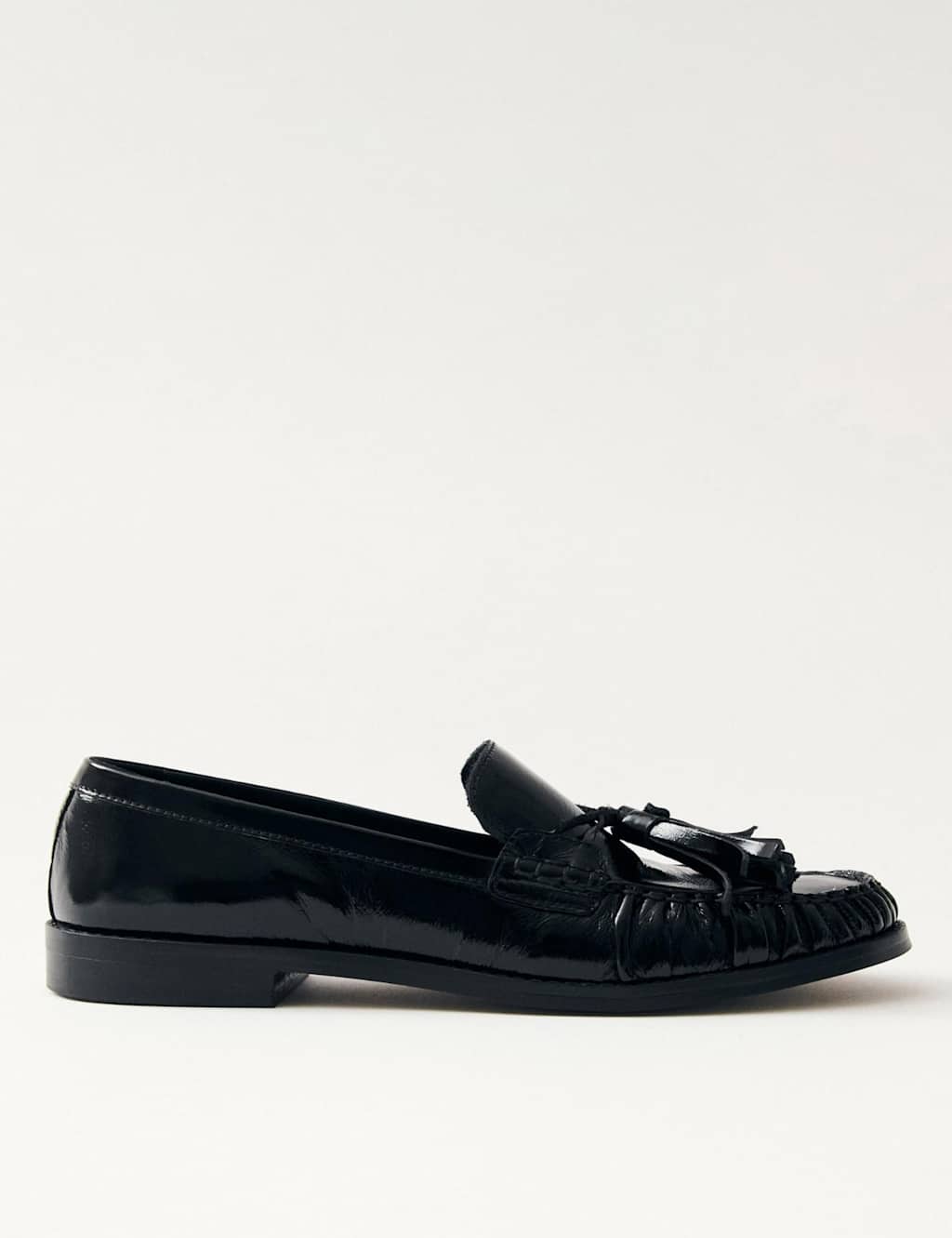 Alohas Marietta Onix Leather Tassel Flat Loafers Black