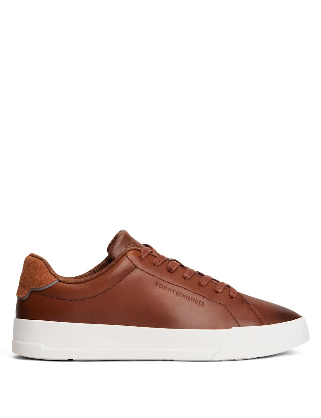 Tommy Hilfiger TH Court Core Leather Trainers Tan