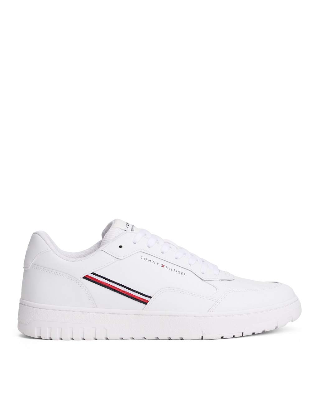 Tommy Hilfiger Basket Core Leather Side Stripe Trainers White