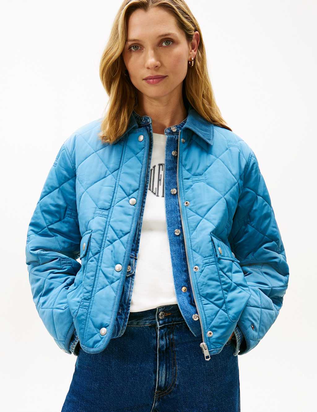 Tommy Hilfiger Padded Quilted Short Utility Jacket Blue