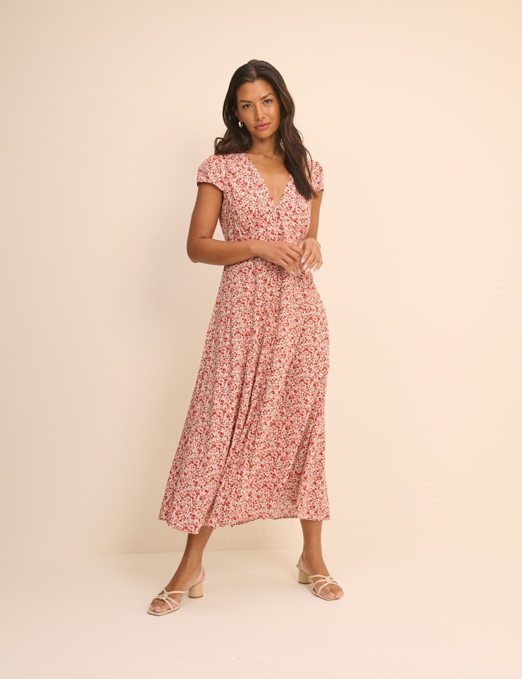 Nobody's Child Women's Ditsy Floral V-Neck Midi Tea Dress - 10 - Multi - Available at M&S