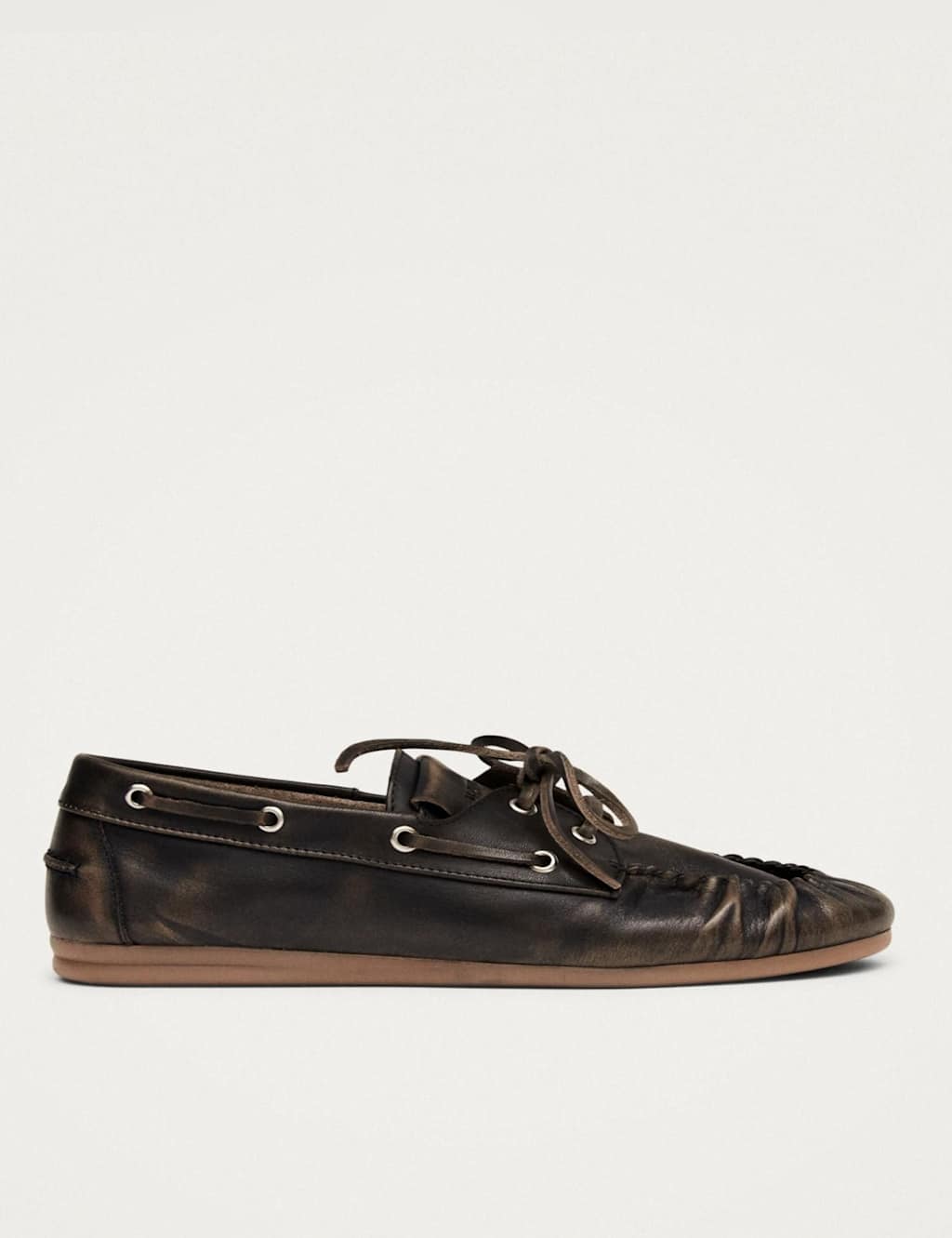 Alohas Women's Leather Lace Up Flat Loafers - 6 - Brown - Available at M&S
