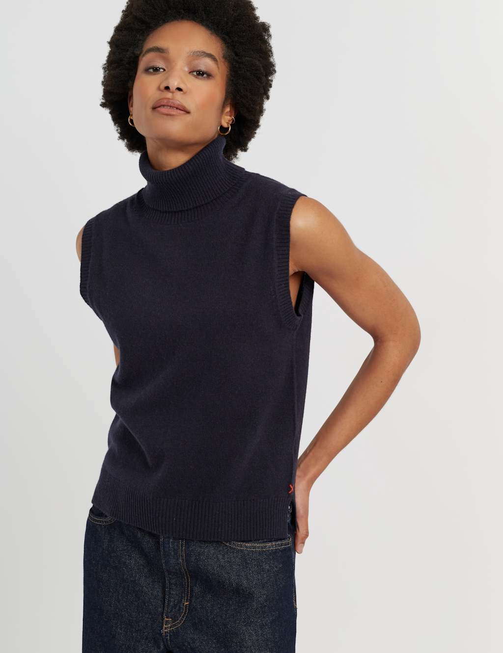 Chinti & Parker Women's Wool Rich Knitted Vest with Cashmere - Small - Navy - Available at M&S