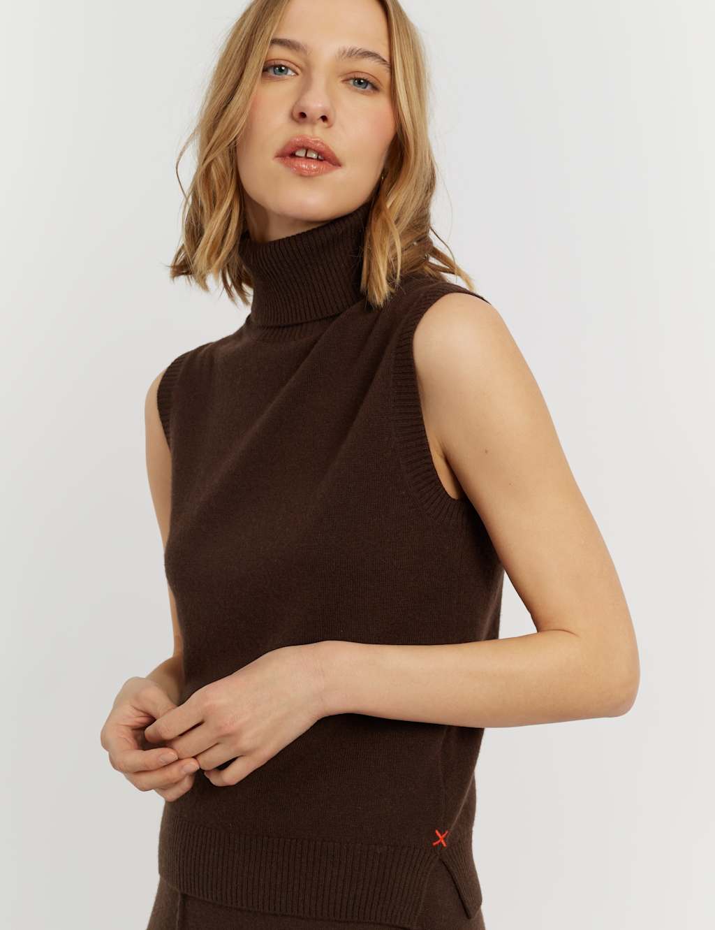 Chinti & Parker Women's Wool Rich Knitted Vest with Cashmere - Medium - Chocolate - Available at M&S