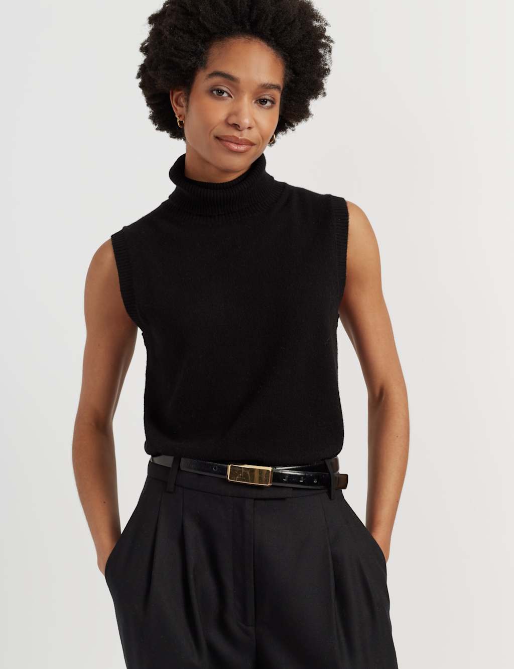 Chinti & Parker Women's Wool Rich Knitted Vest with Cashmere - Extra Large - Black - Available at M&S