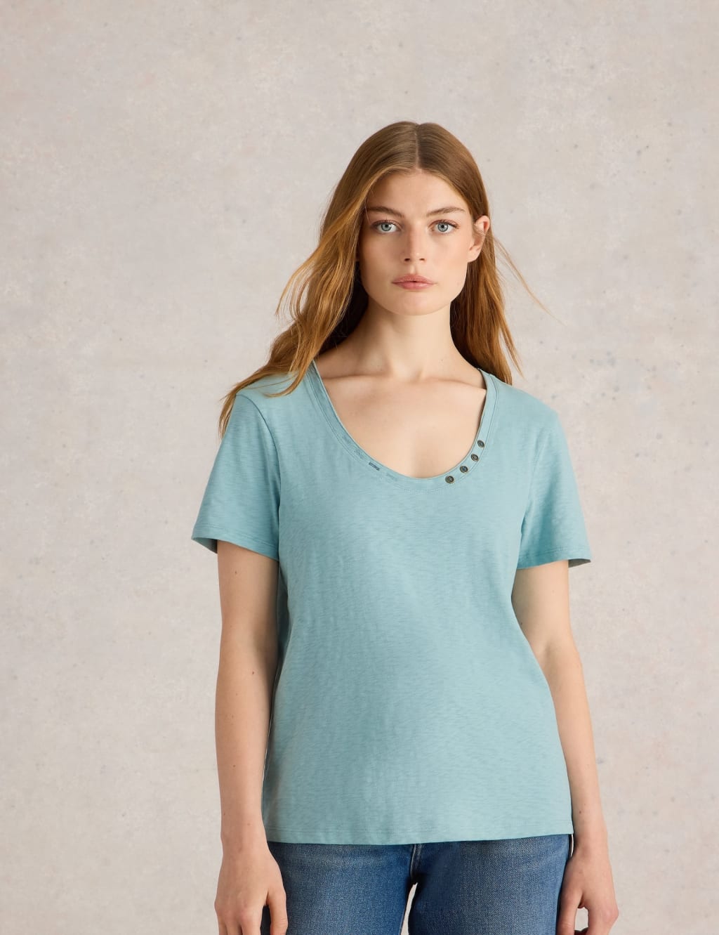Pure Cotton Scoop Neck T-Shirt