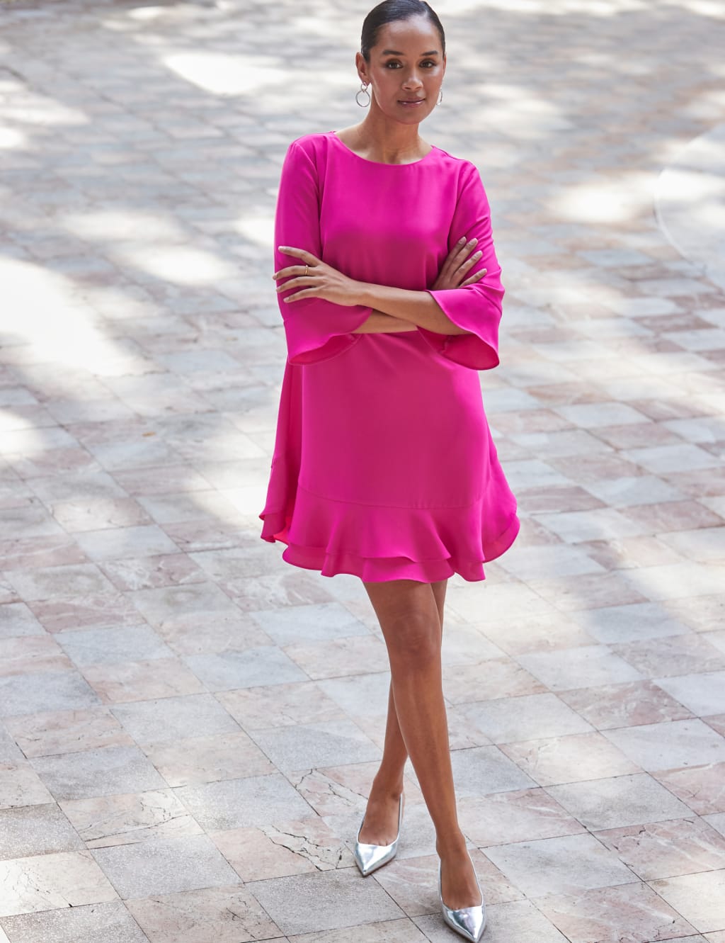 Ruffle Hem Shift Dress