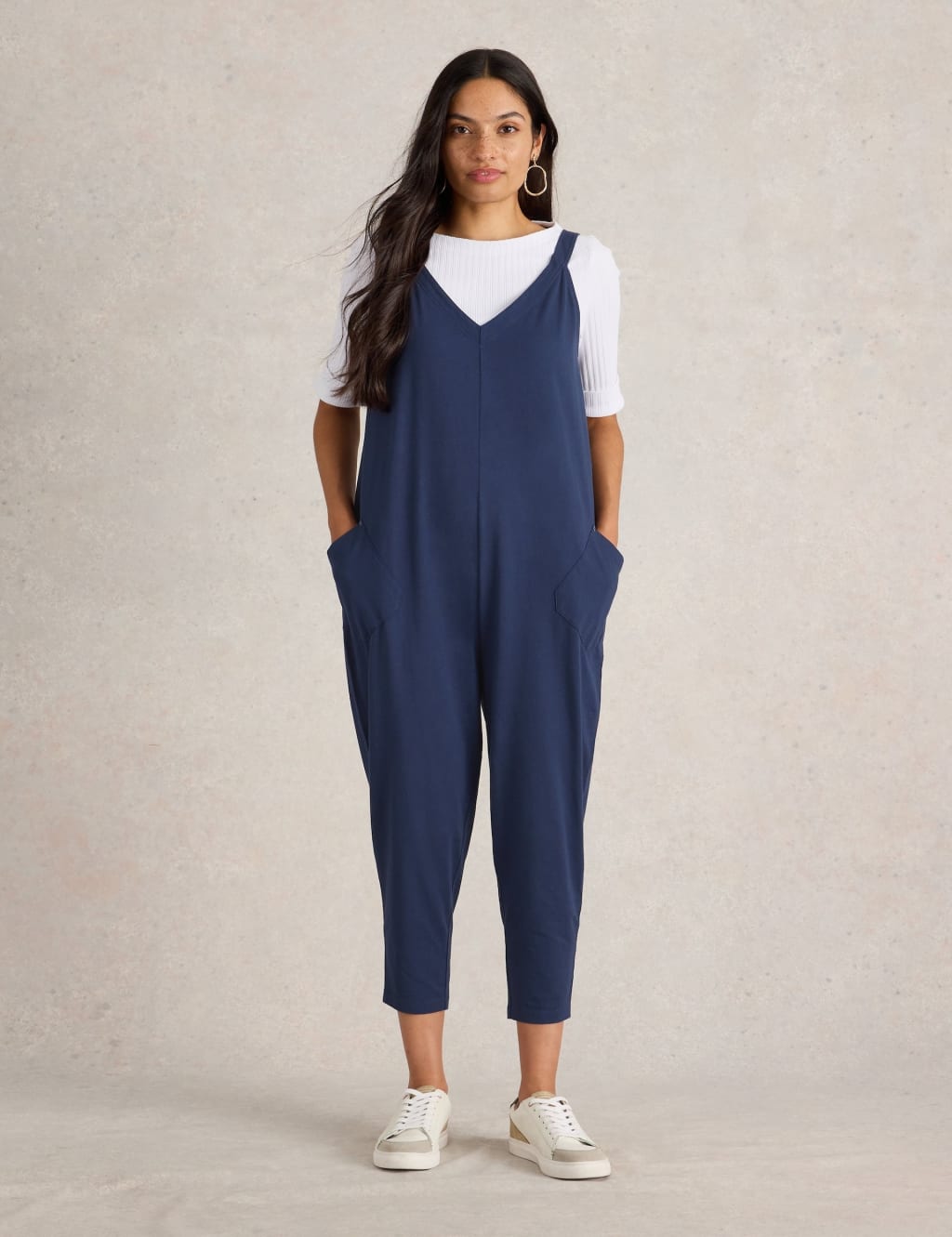 Cotton Rich Jersey Cropped Jumpsuit