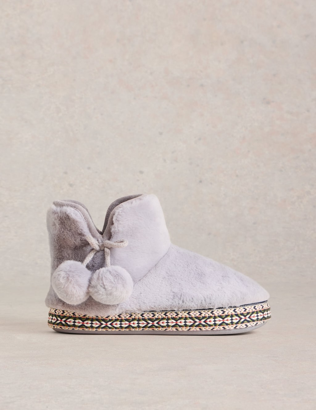 Faux Fur Pom Pom Slipper Boots