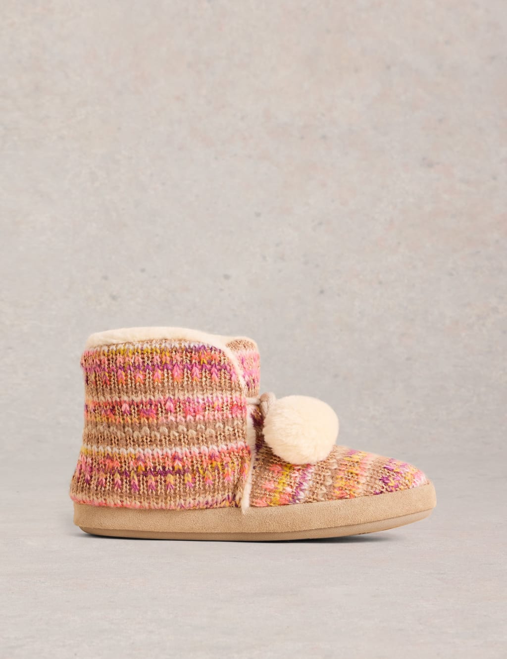 Knitted Pom Pom Slipper Boots