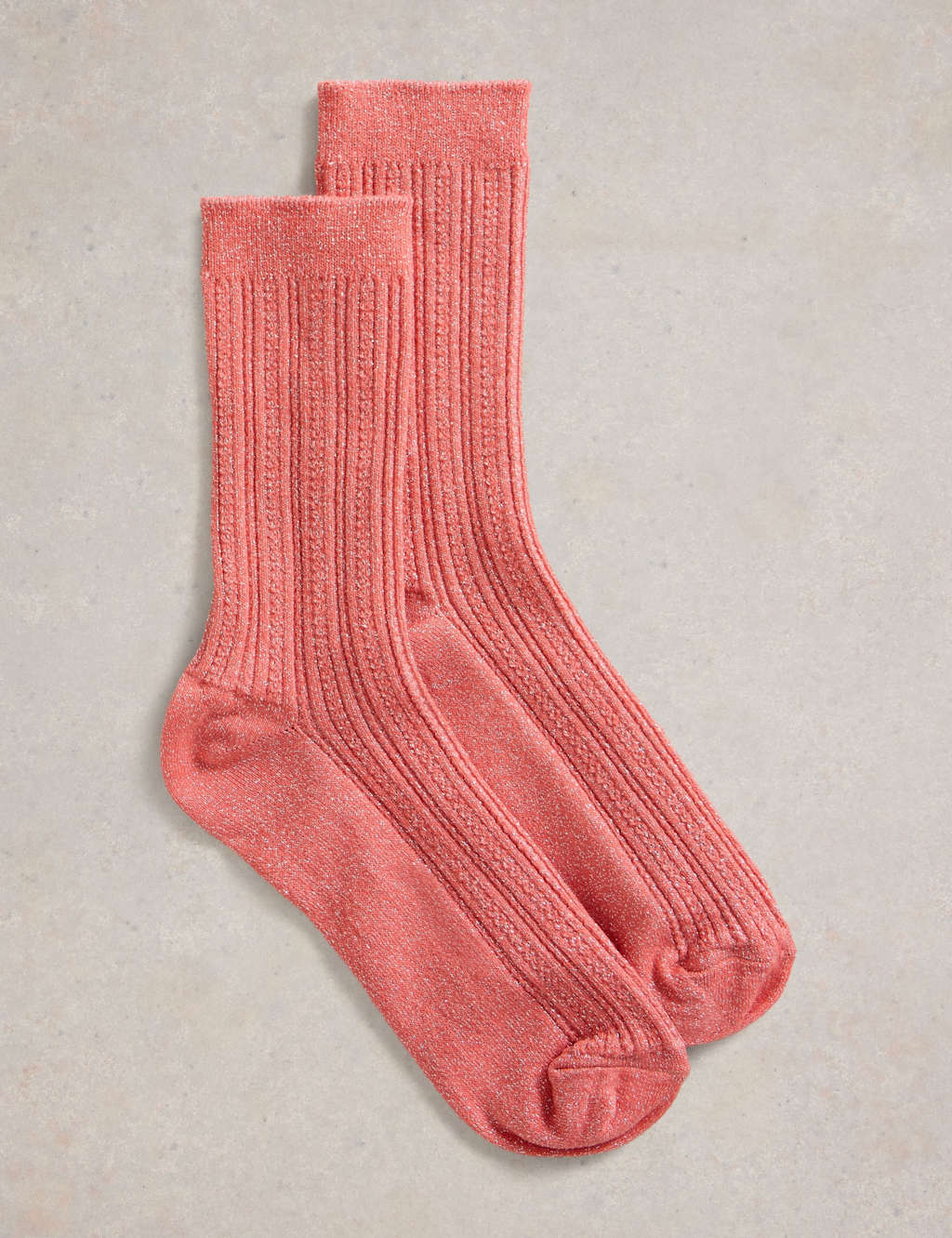 Cotton Rich Sparkle Cable Ankle High Socks