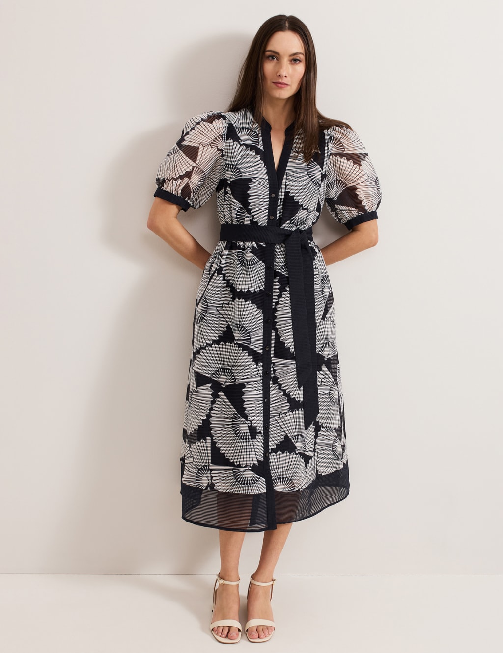 Printed V-Neck Midi Skater Dress