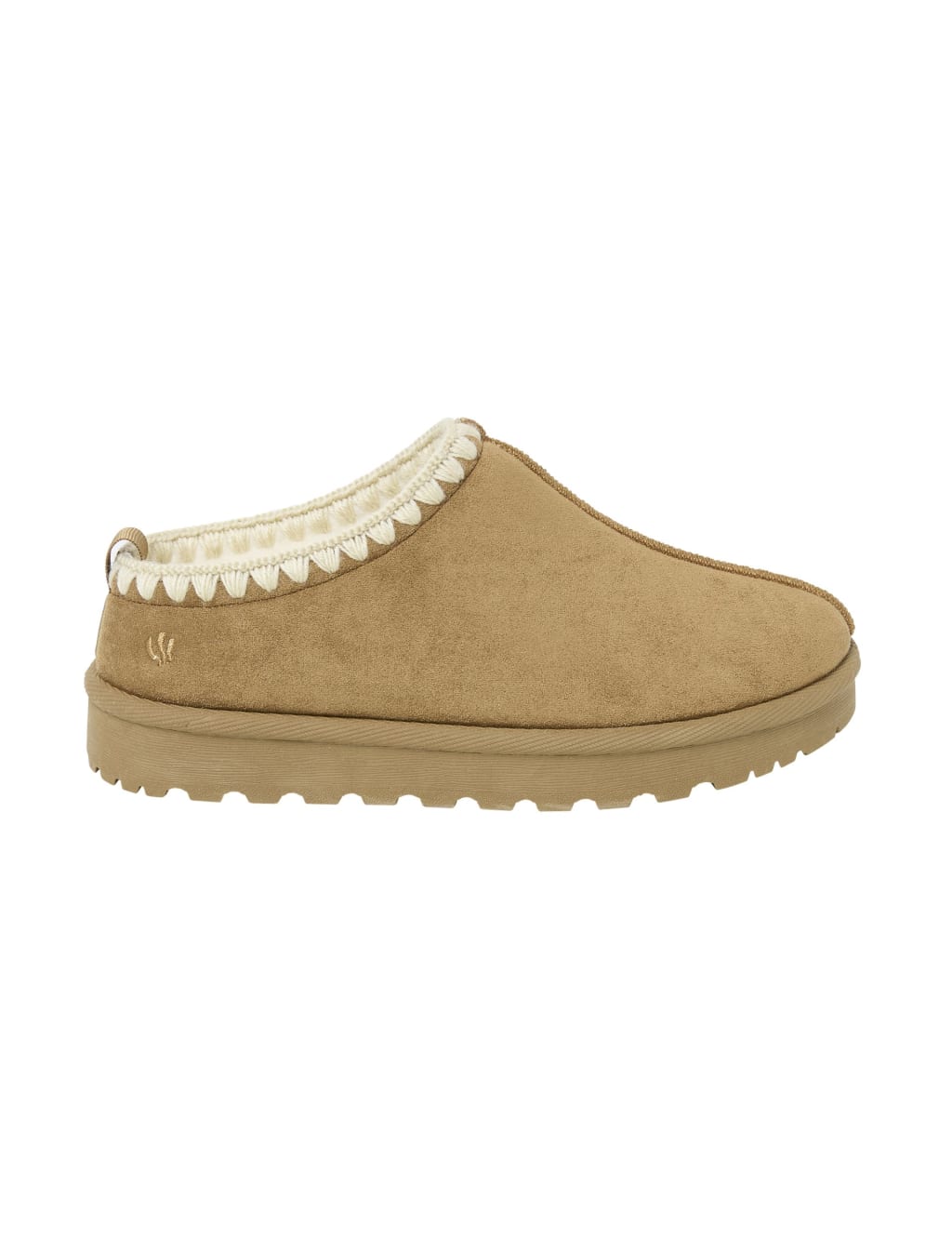 Faux Fur Lined Round Toe Mule Slippers