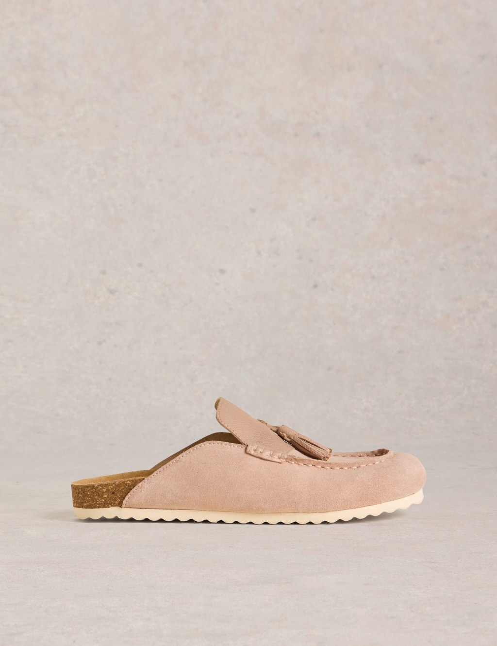 Suede Tassel Slip On Footbed Mules