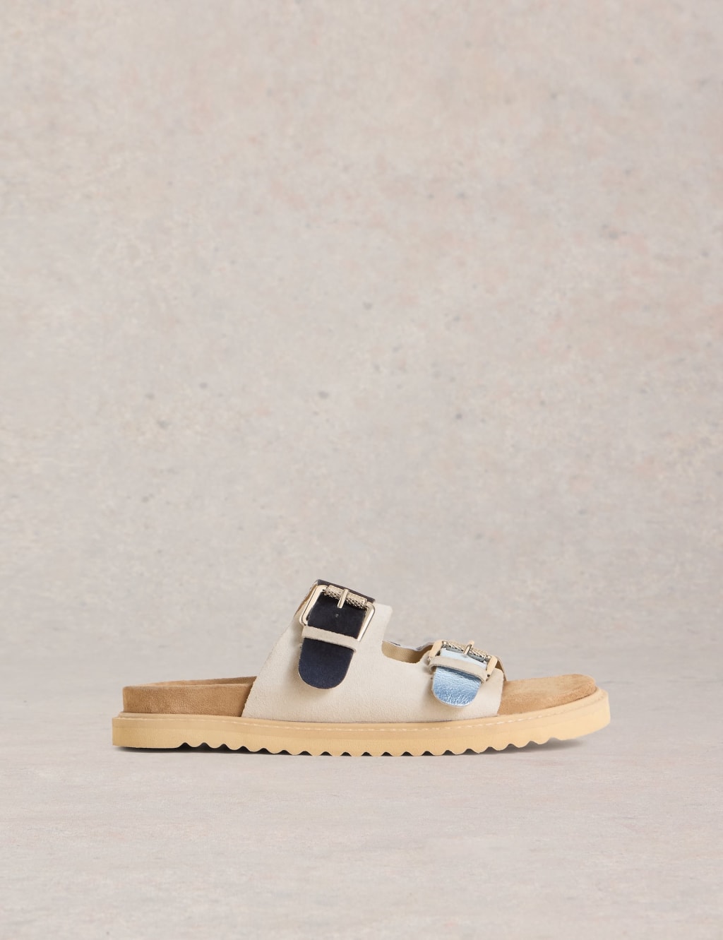 Suede Colour Block Footbed Sandals