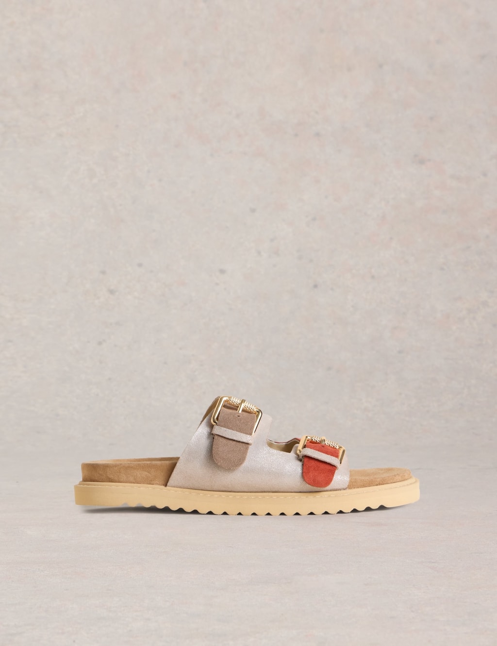 Suede Colour Block Footbed Sandals