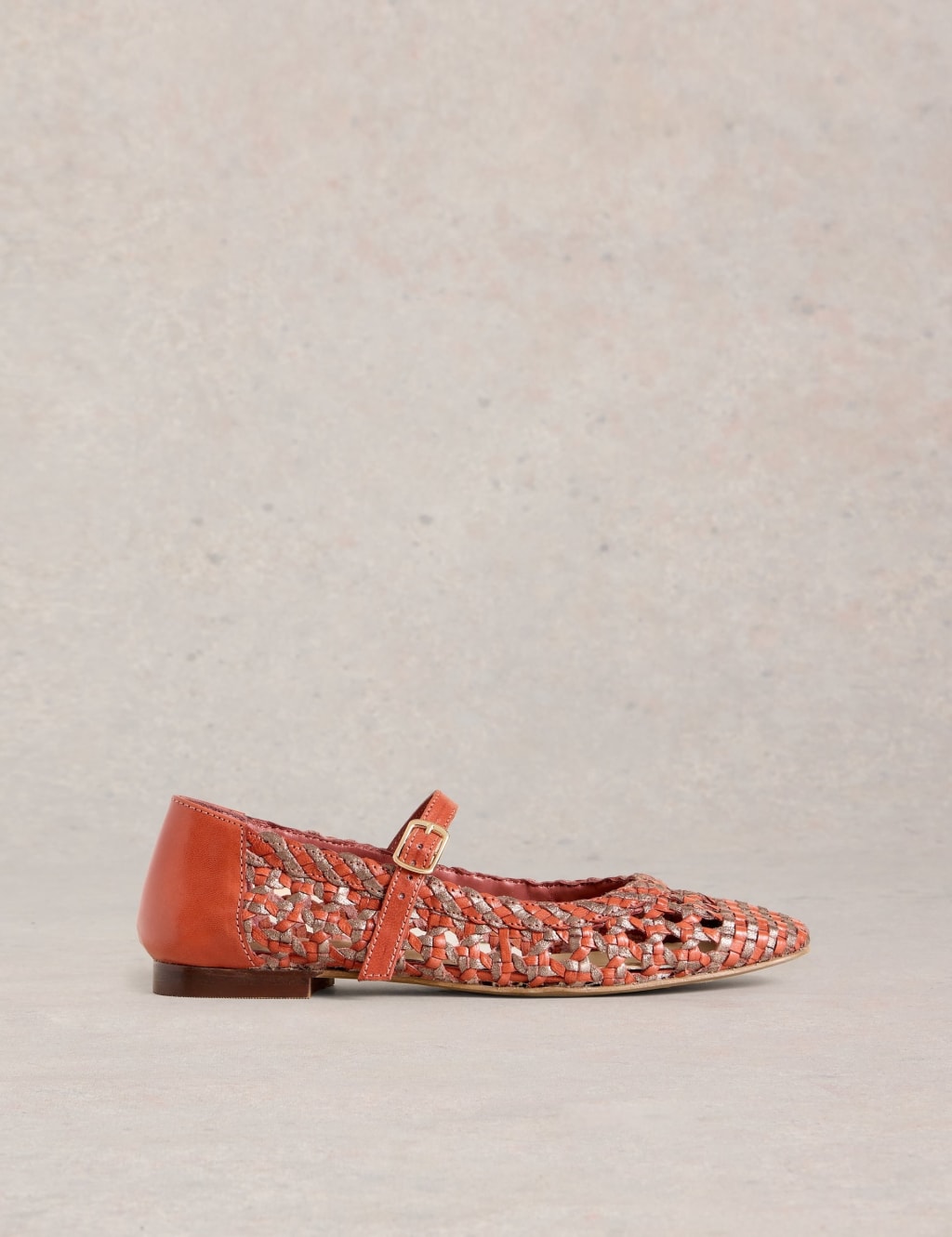 Leather Woven Flat Mary Jane Ballet Pumps