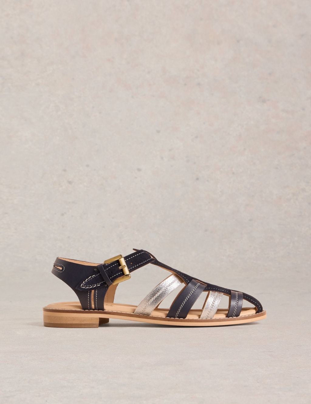 Leather Ankle Strap Flat Fisherman Sandals