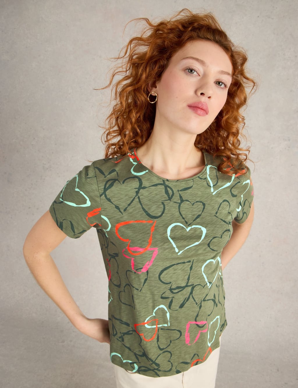 Pure Cotton Heart Print T-Shirt