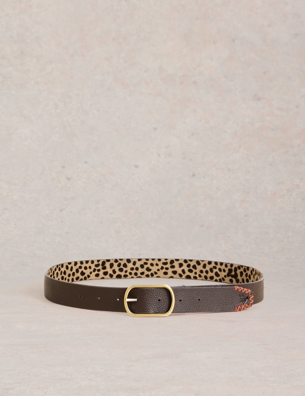 Leather Animal Print Reversible Belt