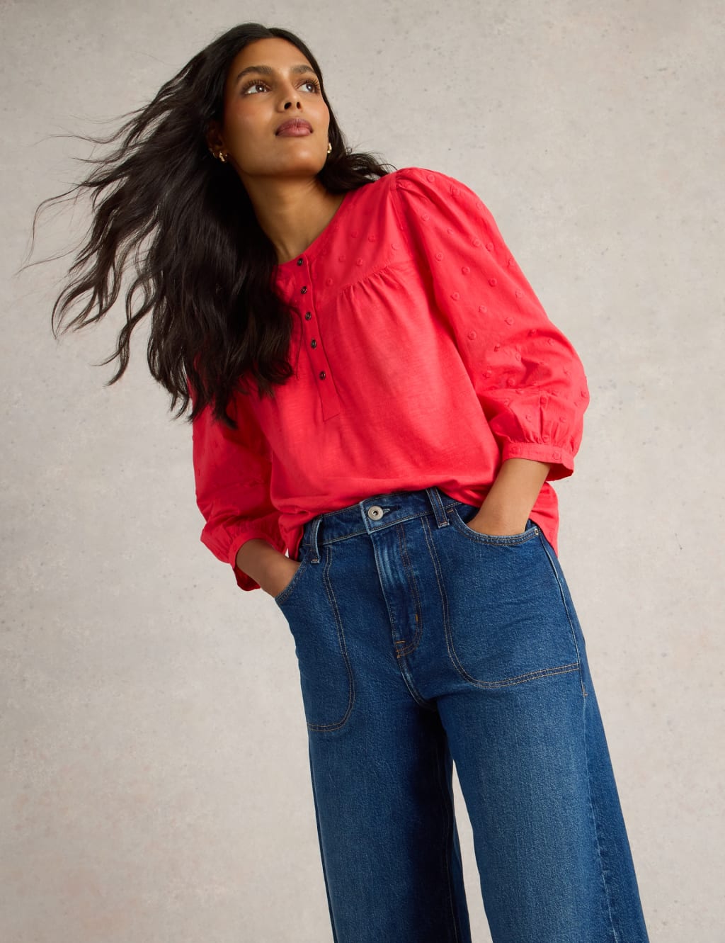 Cotton Modal Blend Puff Sleeve Top