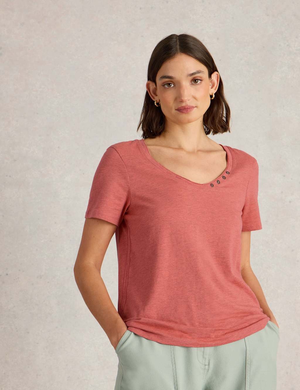 Cotton Rich Scoop Neck T-Shirt