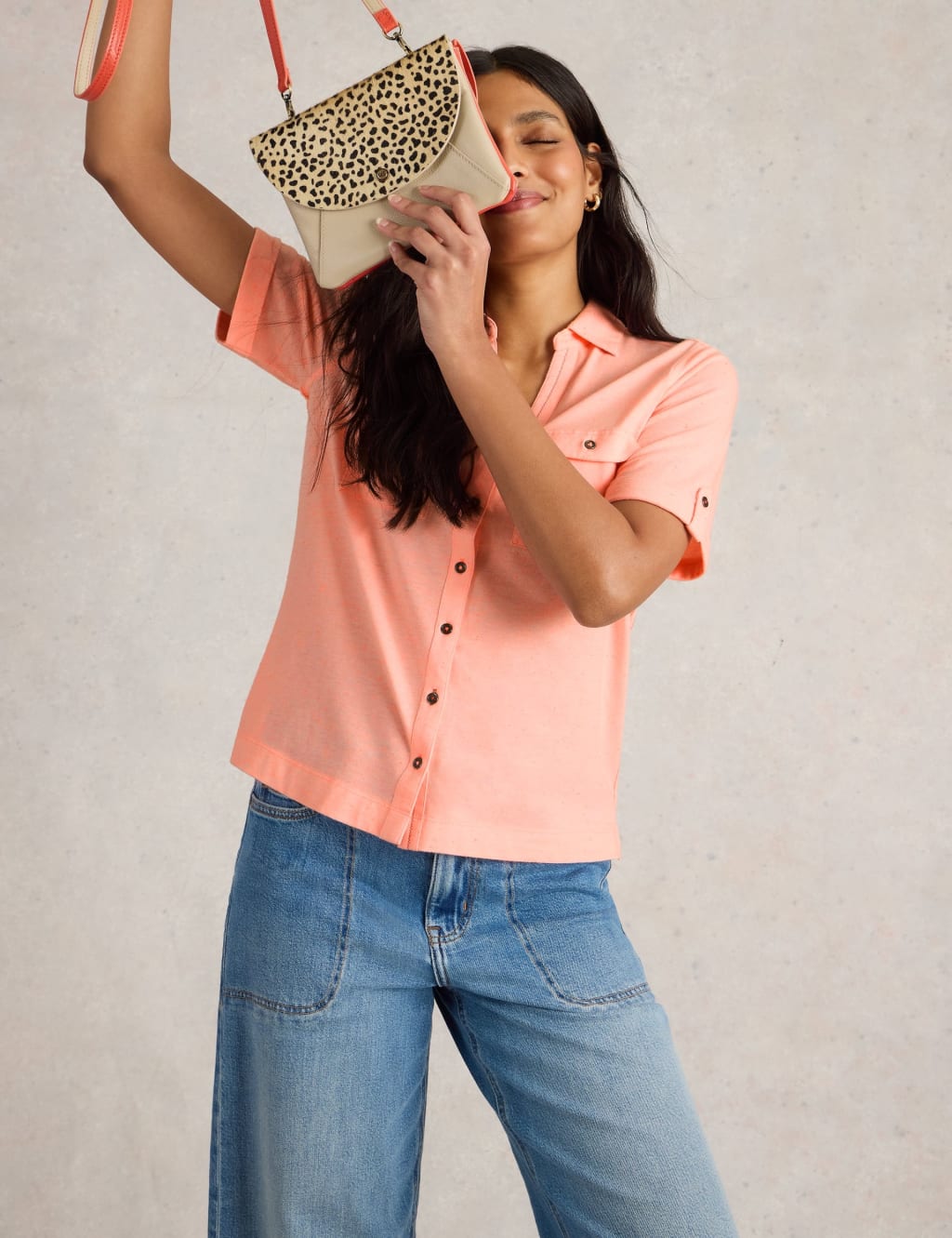 Cotton Blend Collared Shirt